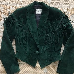 80’s Vintage Women’s Emerald Green Leather Jacket